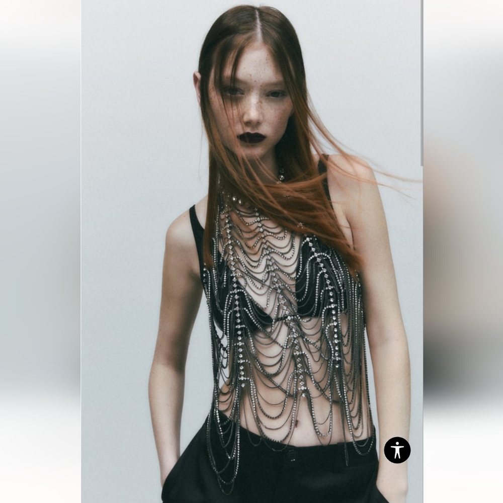 BNWT! Zara rhinestone top